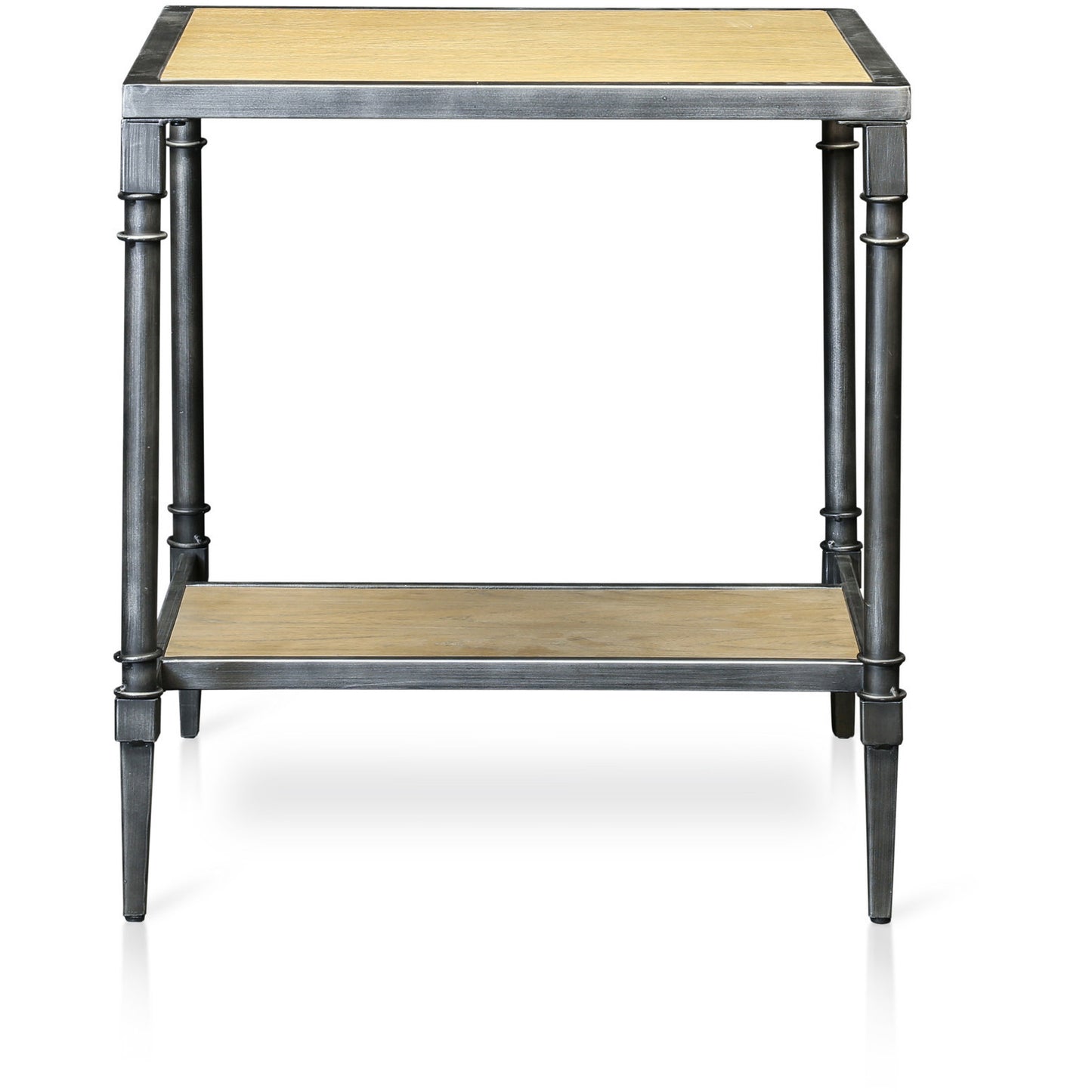 Drester Contemporary Metal End Table in Natural Oak - living-essentials