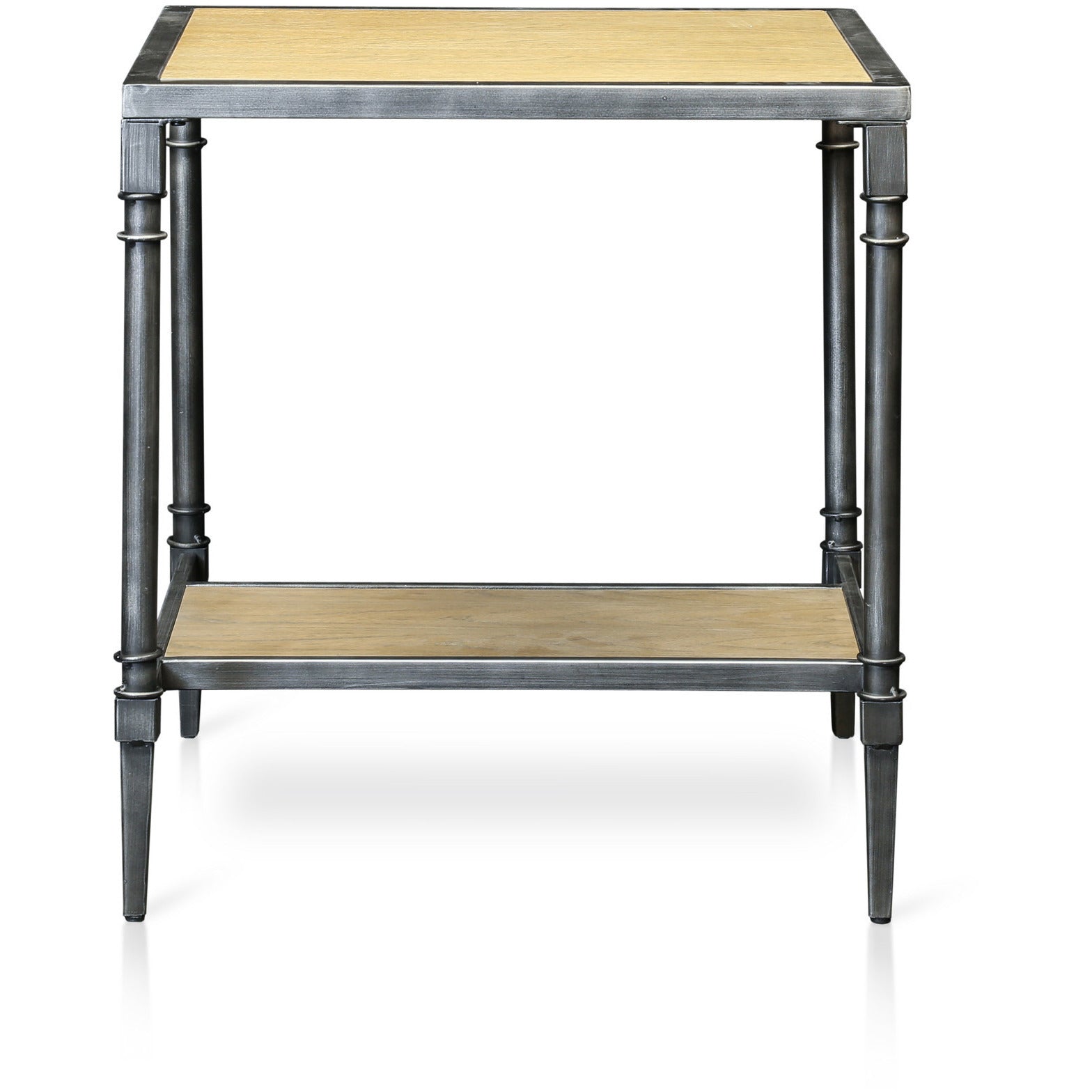 Drester Contemporary Metal End Table in Natural Oak - living-essentials