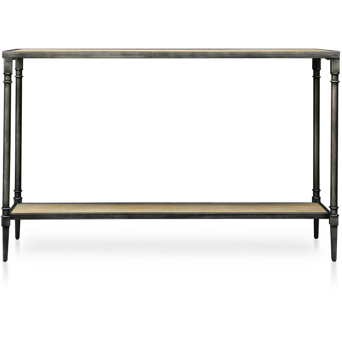 Drester Contemporary Metal Sofa Table in Natural Oak - living-essentials