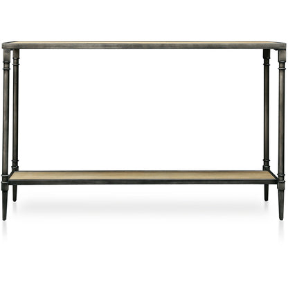 Drester Contemporary Metal Sofa Table in Natural Oak - living-essentials
