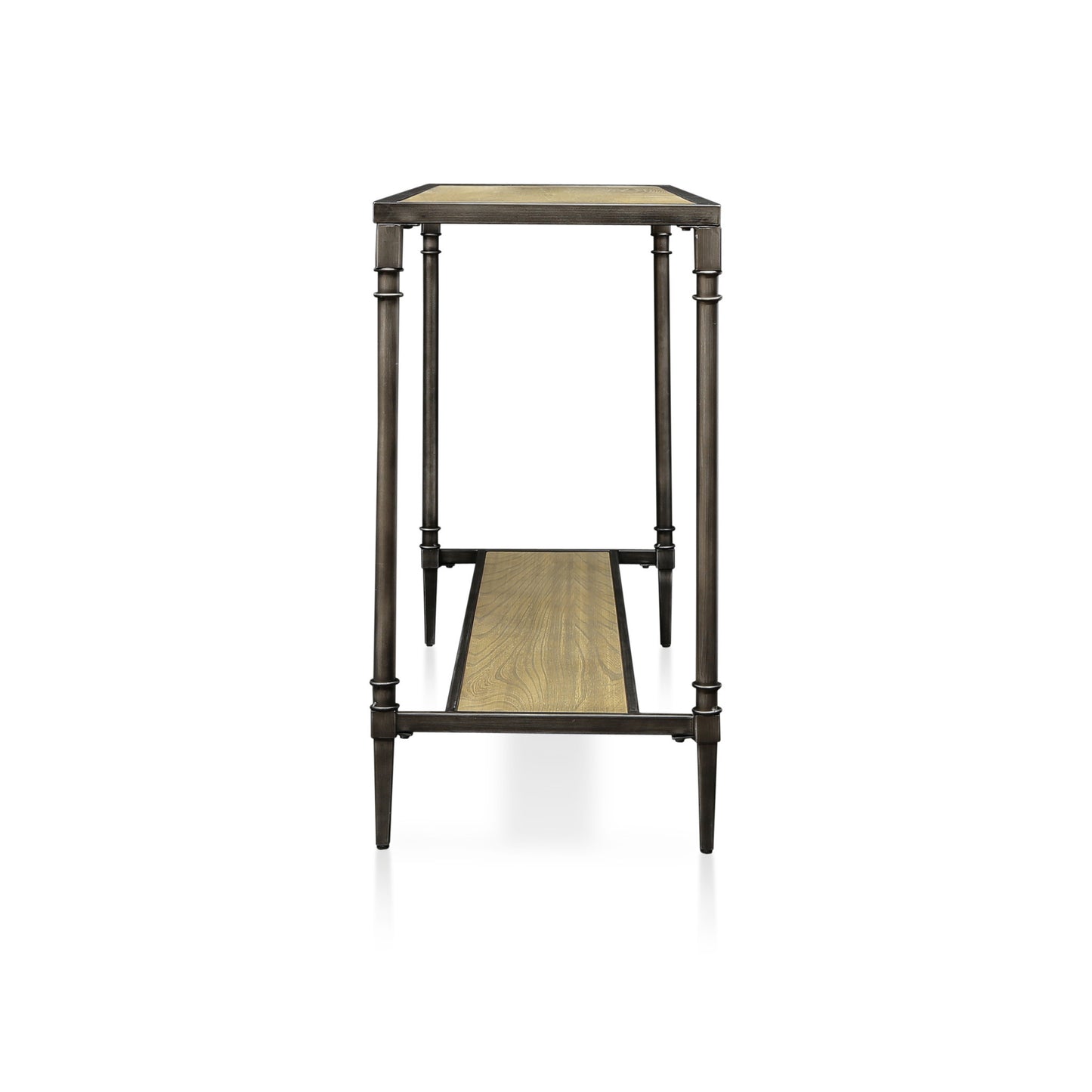 Drester Contemporary Metal Sofa Table in Natural Oak - living-essentials