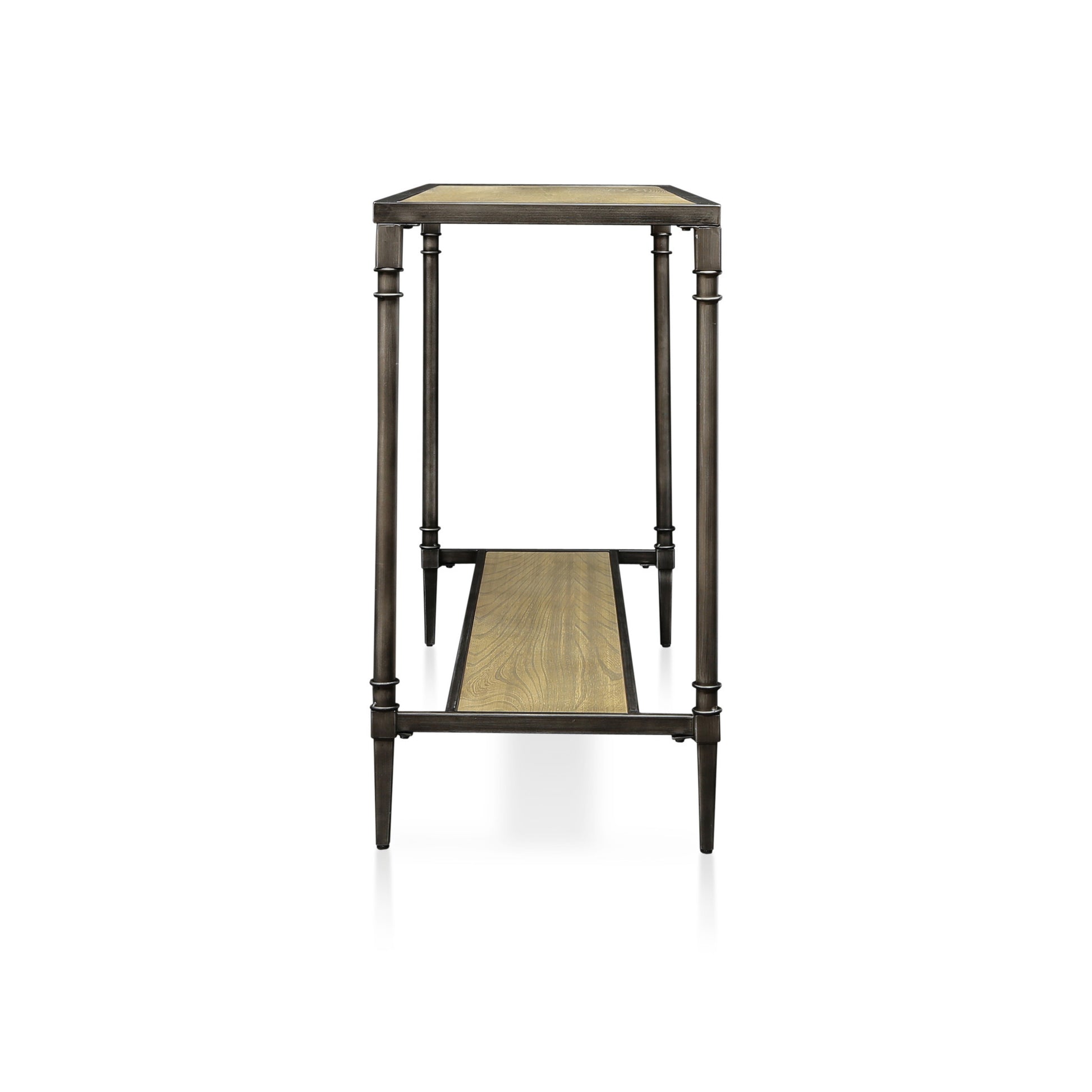 Drester Contemporary Metal Sofa Table in Natural Oak - living-essentials