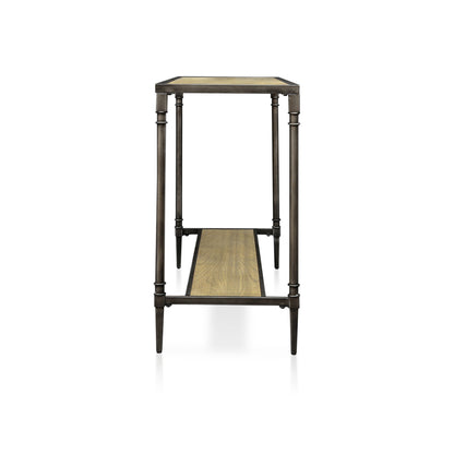 Drester Contemporary Metal Sofa Table in Natural Oak - living-essentials
