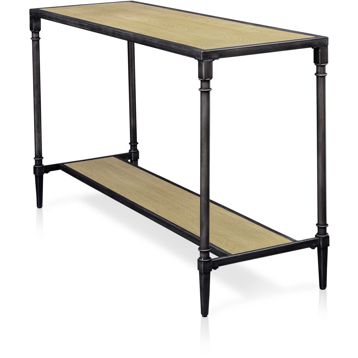 Drester Contemporary Metal Sofa Table in Natural Oak - living-essentials