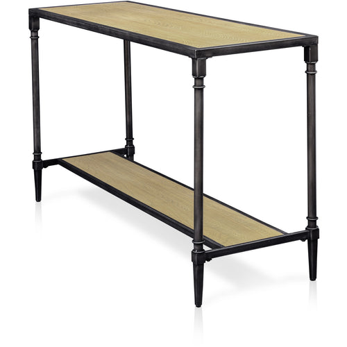 Drester Contemporary Metal Sofa Table in Natural Oak - living-essentials