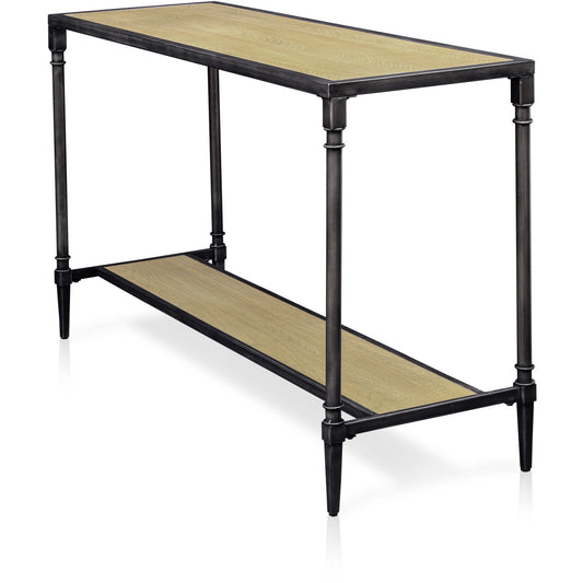 Drester Contemporary Metal Sofa Table in Natural Oak - living-essentials