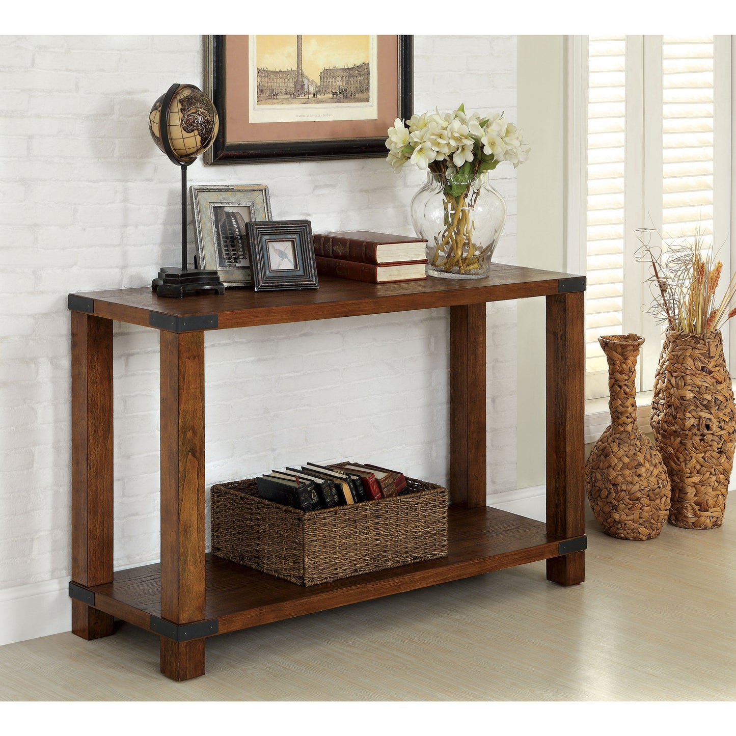 Huntley Transitional Sofa Table in Dark Oak - living-essentials