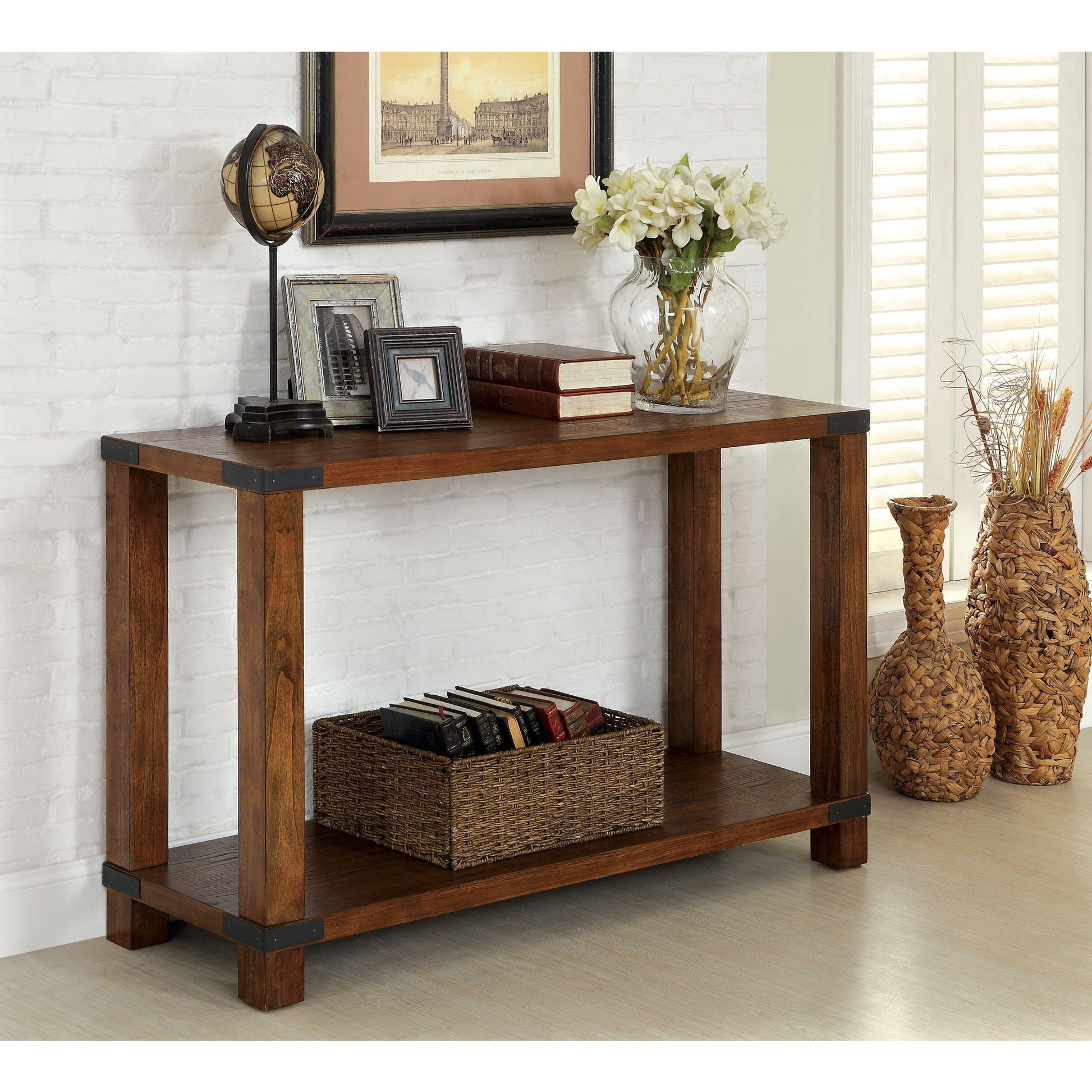 Huntley Transitional Sofa Table in Dark Oak - living-essentials