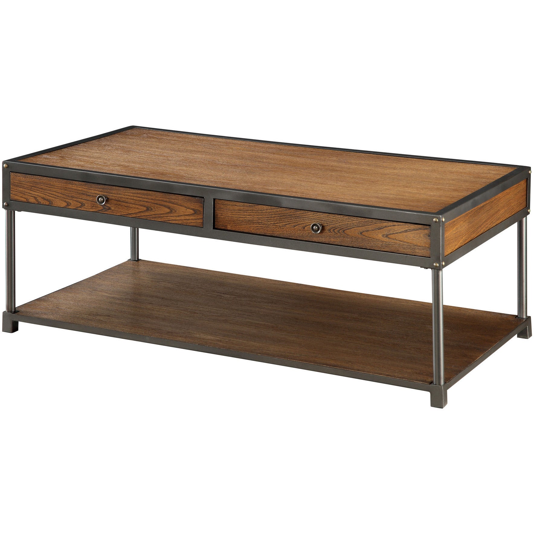 Ashwin Transitional Storage Coffee Table in Antique Oak - living-essentials