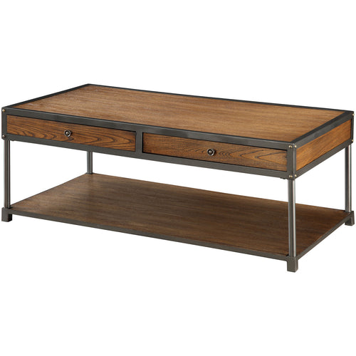 Ashwin Transitional Storage Coffee Table in Antique Oak - living-essentials