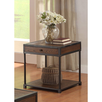 Ashwin Transitional Storage End Table in Antique Oak - living-essentials