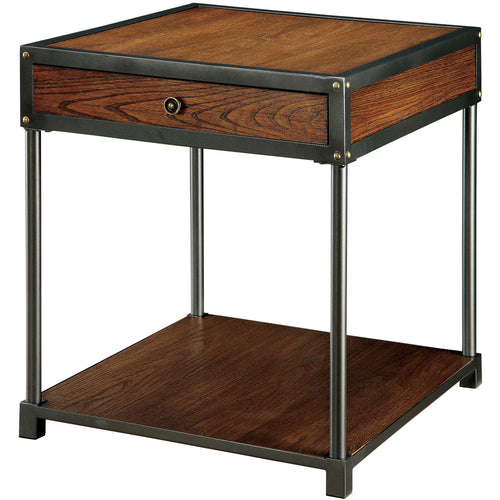 Ashwin Transitional Storage End Table in Antique Oak - living-essentials