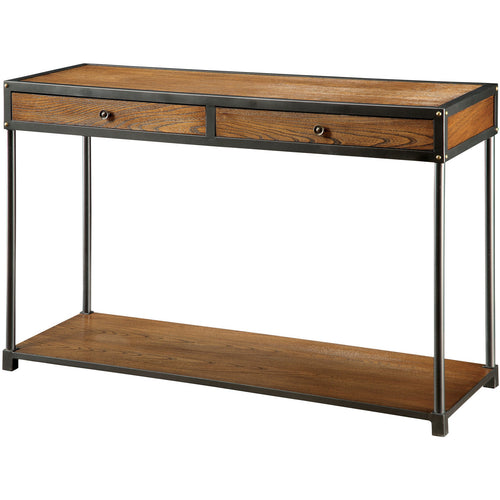 Ashwin Transitional Storage Sofa Table in Antique Oak - living-essentials