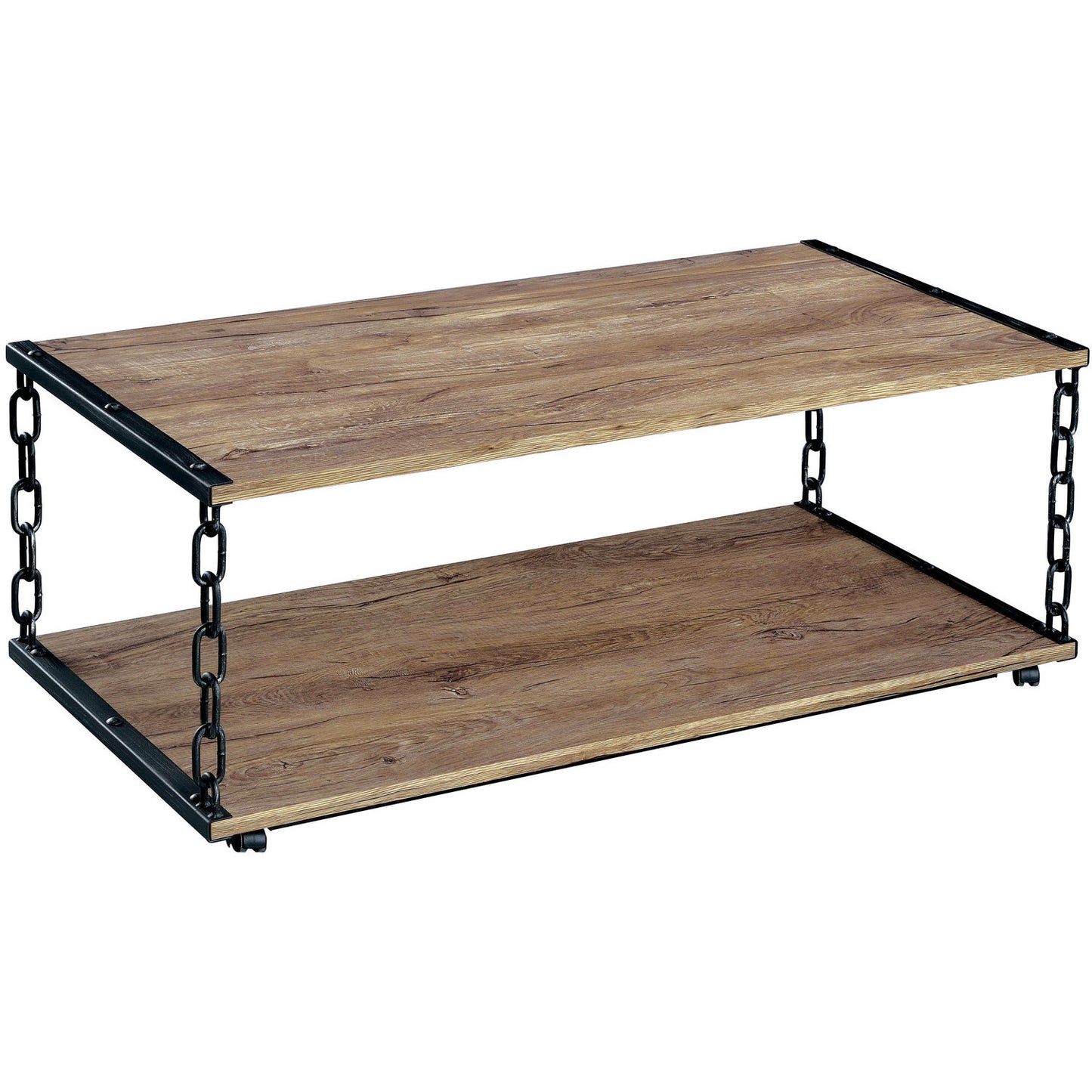 Parcey Transitional Chain Link Coffee Table in Powder Coated Black and Brushed Silver - living-essentials