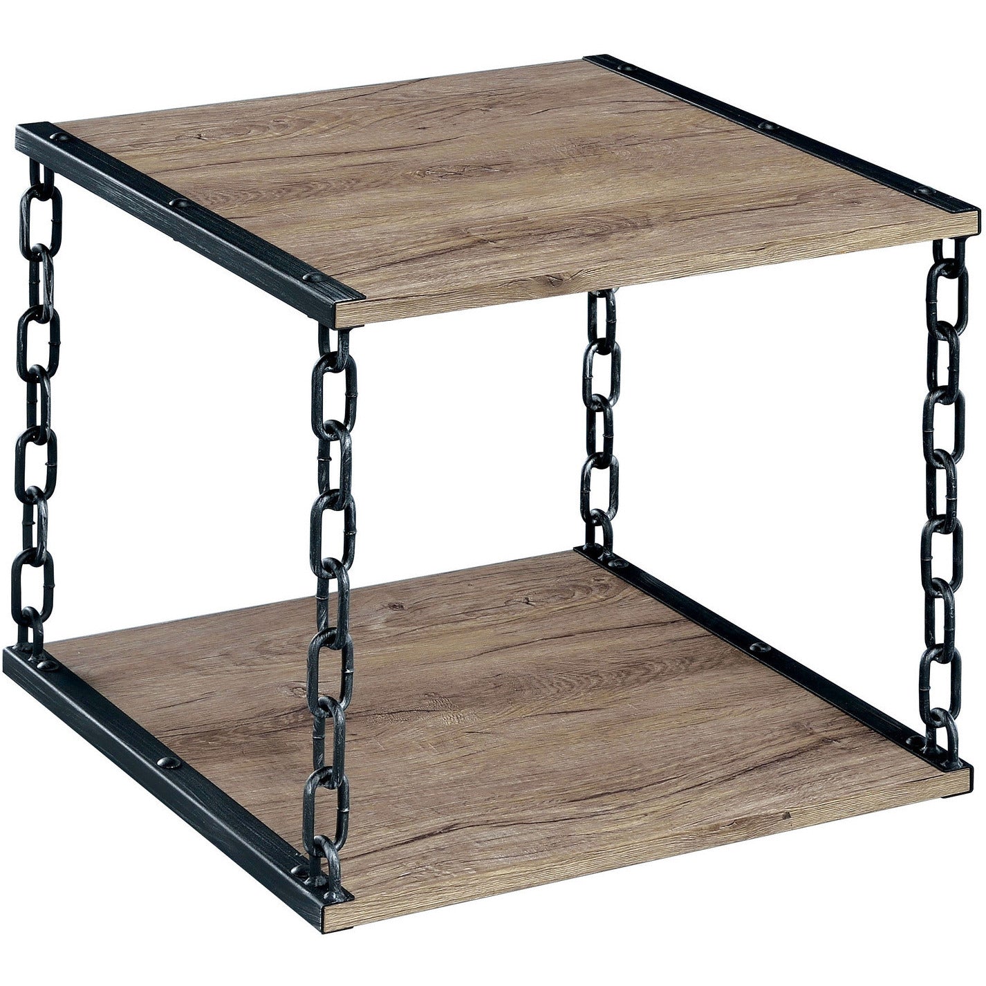 Parcey Transitional Chain Link End Table in Powder Coated Black and Brushed Silver - living-essentials