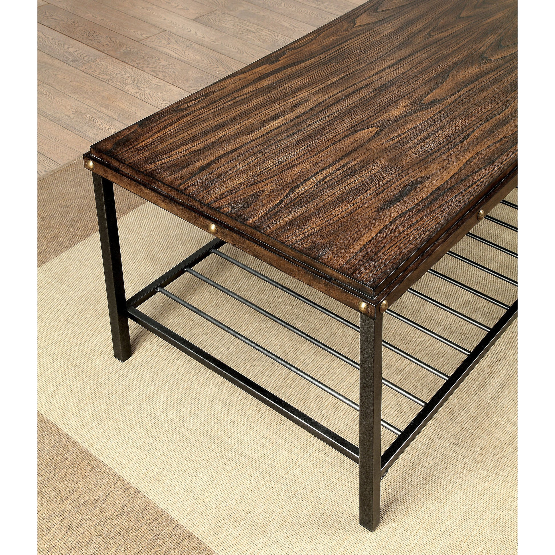 Lida Transitional 3-Piece Coffee and End Table Set in Dark Oak - living-essentials