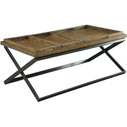 Jayda Transitional Tray Top Coffee Table in Medium Weathered Oak - living-essentials
