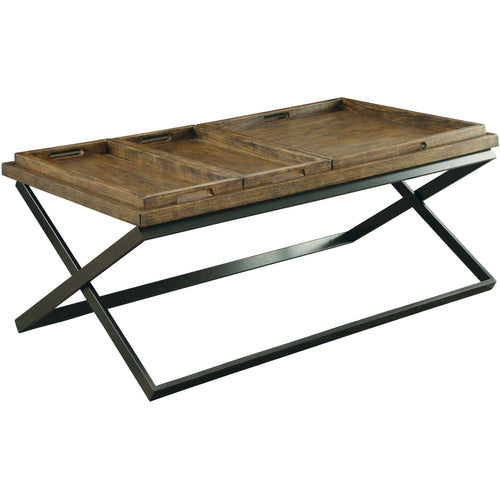 Jayda Transitional Tray Top Coffee Table in Medium Weathered Oak - living-essentials