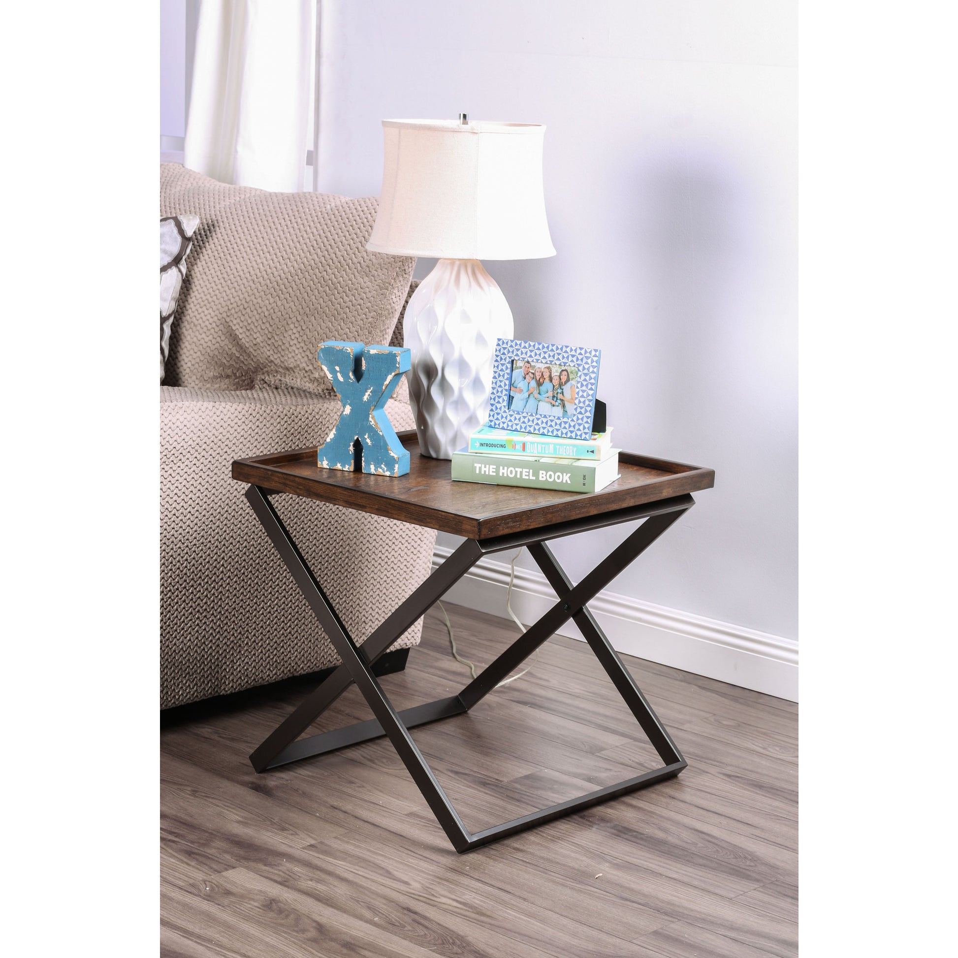 Jayda Transitional End Table in Weathered Medium Oak - living-essentials