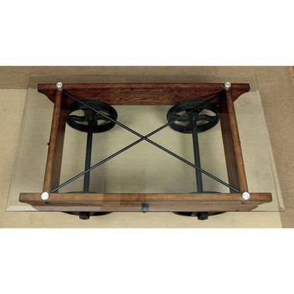 Callen Transitional Wagon Inspired Coffee Table in Medium Weathered Oak - living-essentials