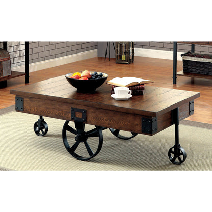 Rocco Transitional Plank Style Coffee Table in Medium Weathered Oak - living-essentials