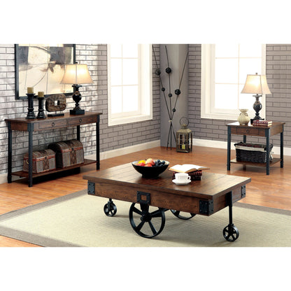 Rocco Transitional Plank Style Coffee Table in Medium Weathered Oak - living-essentials