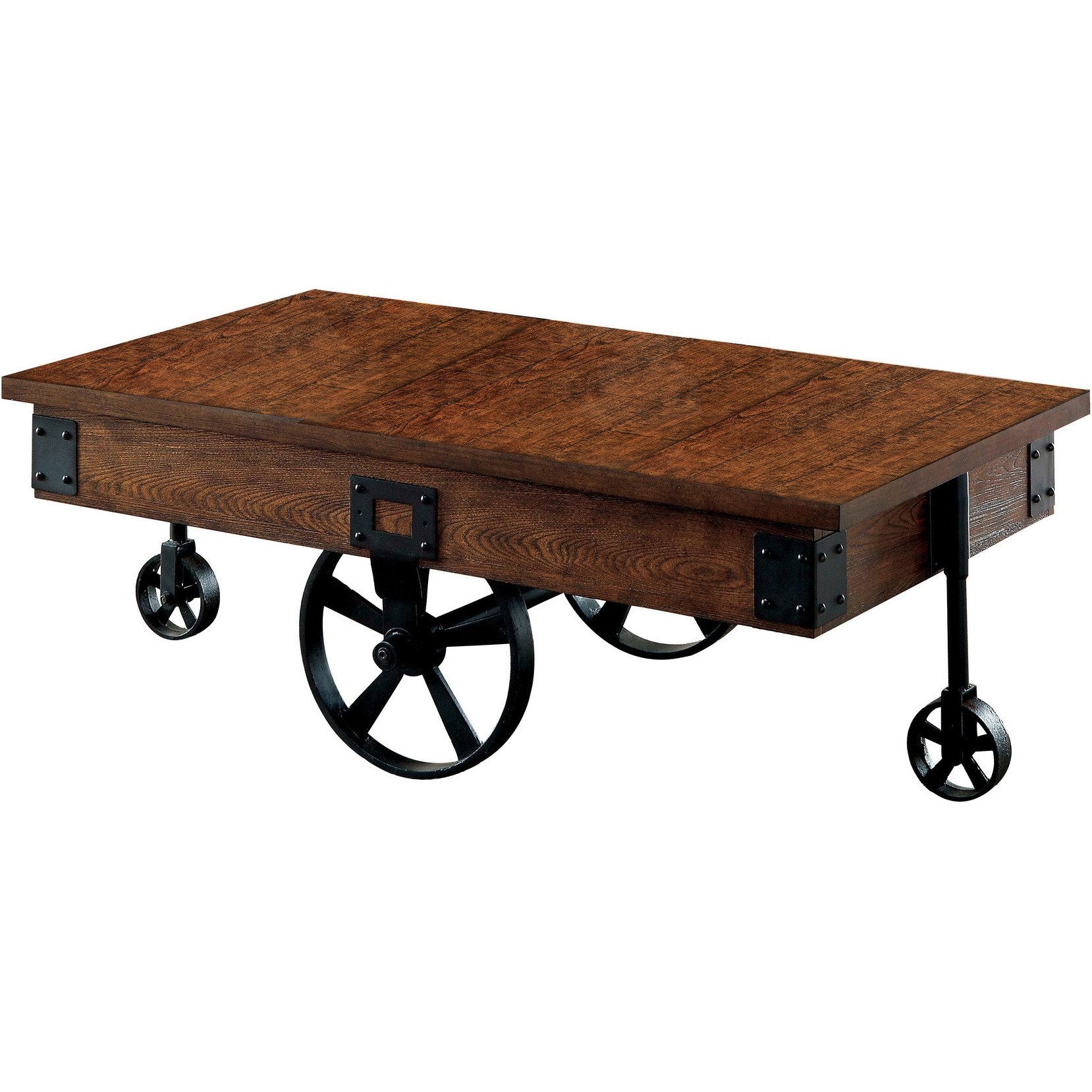 Rocco Transitional Plank Style Coffee Table in Medium Weathered Oak - living-essentials