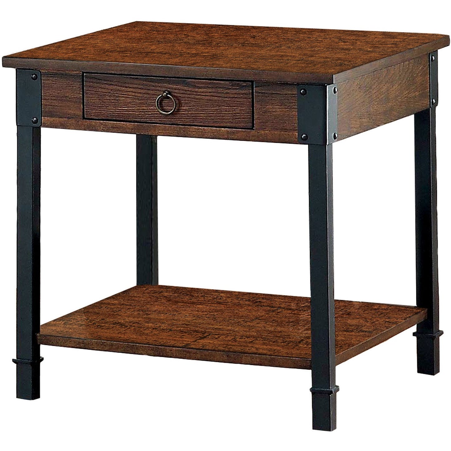 Rocco Transitional Plank Style End Table in Medium Weathered Oak - living-essentials