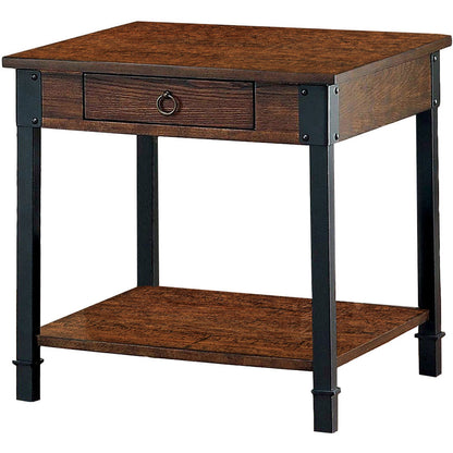 Rocco Transitional Plank Style End Table in Medium Weathered Oak - living-essentials