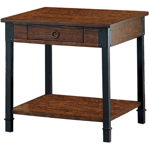 Rocco Transitional Plank Style End Table in Medium Weathered Oak - living-essentials