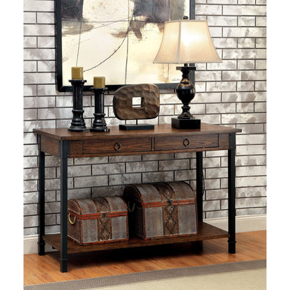 Rocco Transitional Plank Style Sofa Table in Medium Weathered Oak - living-essentials