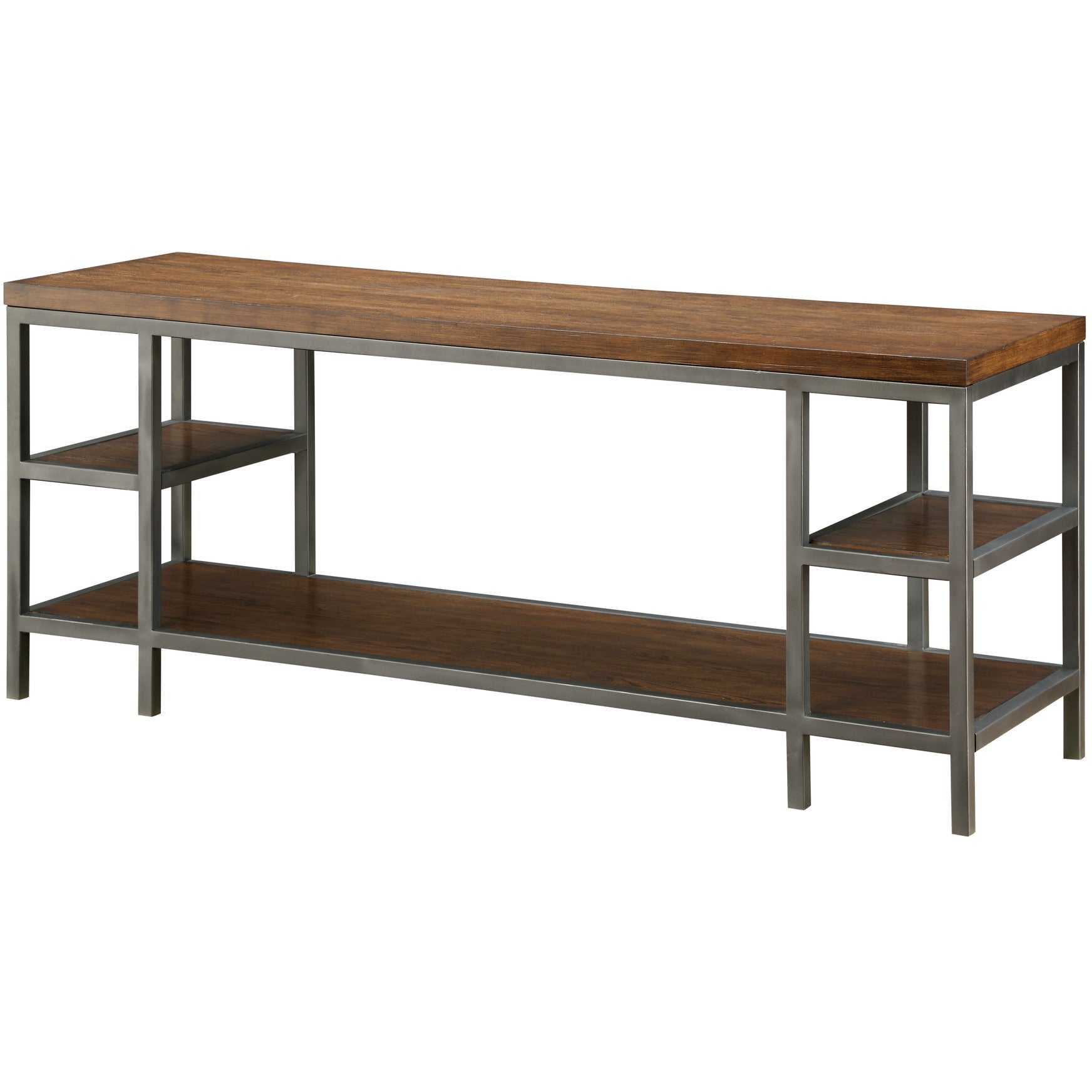 Bartoll Transitional Tiered 60-Inch TV Console in Dark Oak - living-essentials