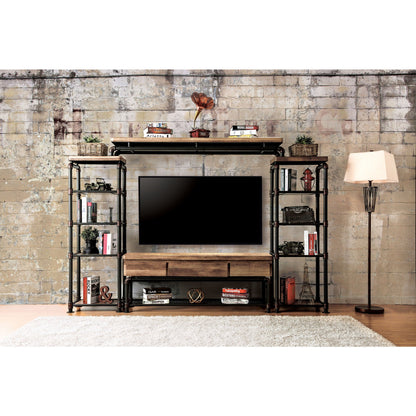Arleen Industrial 4-Piece Entertainment Unit in Antique Black - living-essentials