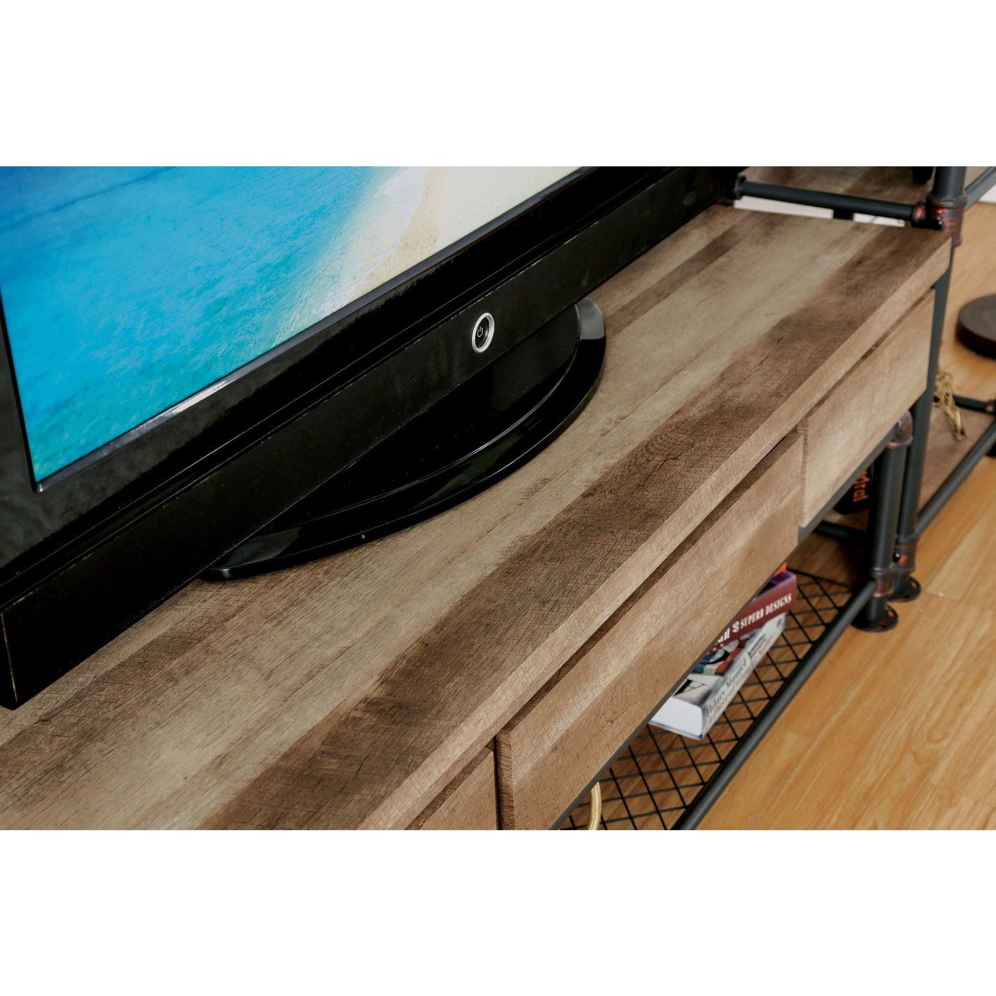Arleen Industrial 4-Piece Entertainment Unit in Antique Black - living-essentials