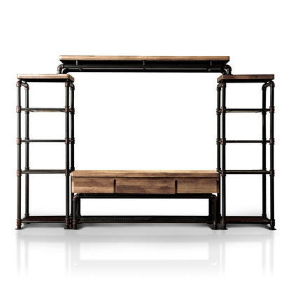 Arleen Industrial 4-Piece Entertainment Unit in Antique Black - living-essentials