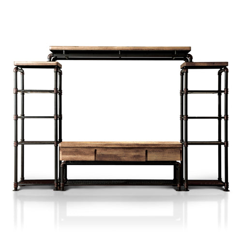 Arleen Industrial 4-Piece Entertainment Unit in Antique Black - living-essentials