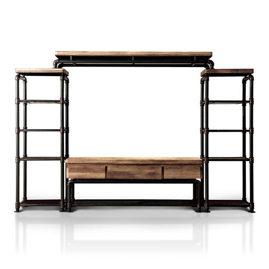 Arleen Industrial 4-Piece Entertainment Unit in Antique Black - living-essentials