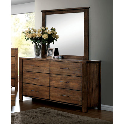 Saige Transitional Dresser and Mirror Set in Oak - living-essentials