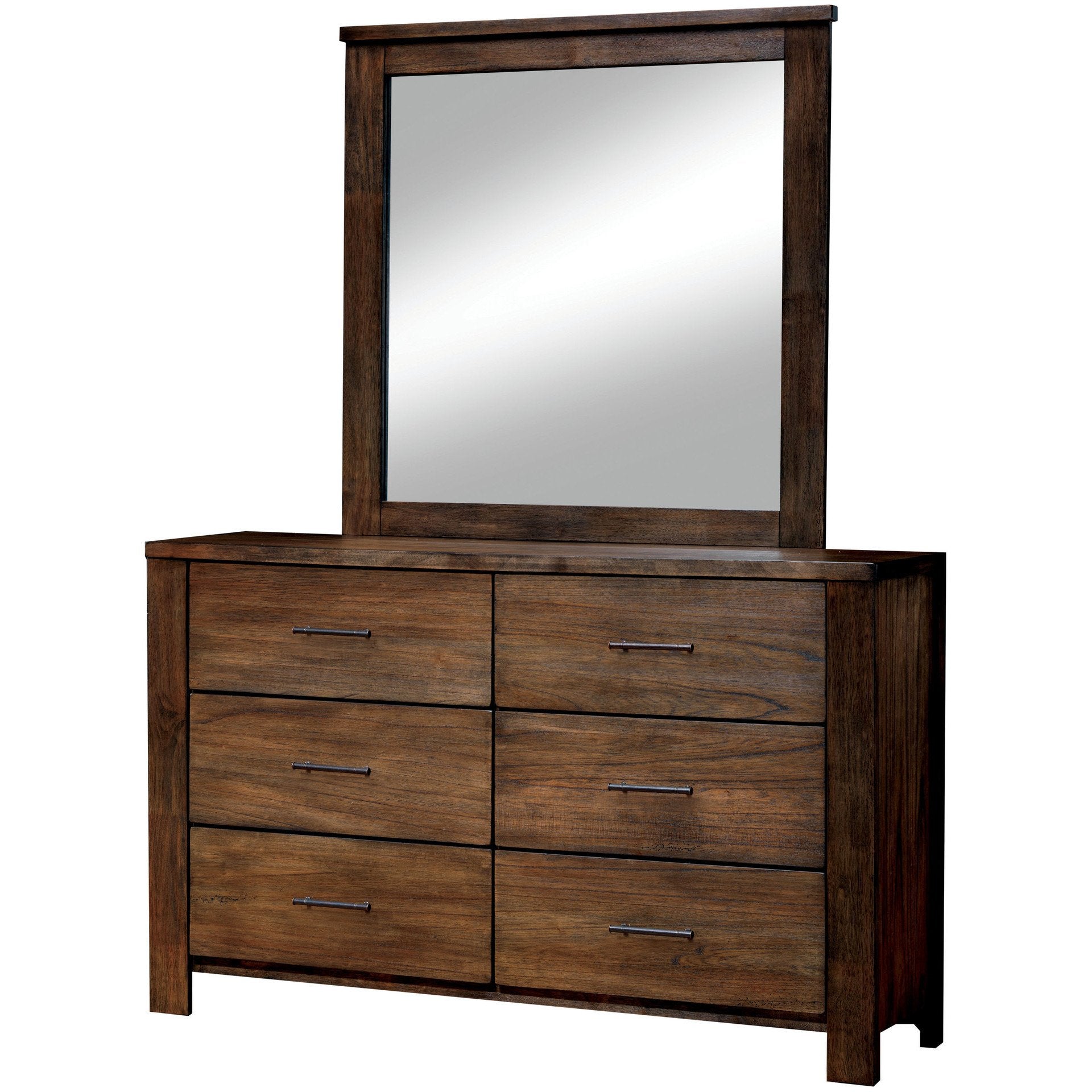 Saige Transitional Dresser and Mirror Set in Oak - living-essentials