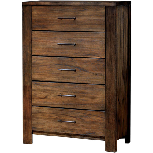 Saige Transitional 5-Drawer Chest in Oak - living-essentials