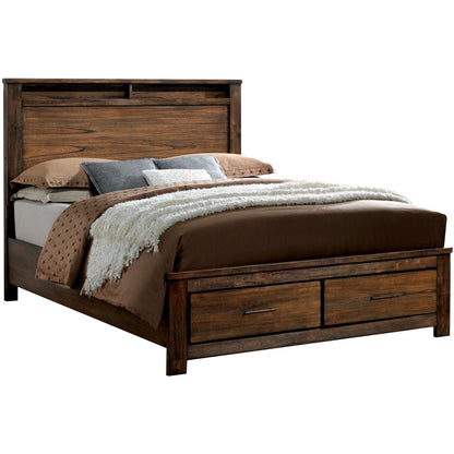 Saige Transitional King Storage Platform Bed in Oak - living-essentials