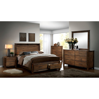 Saige Transitional Queen Storage Platform Bed in Oak - living-essentials