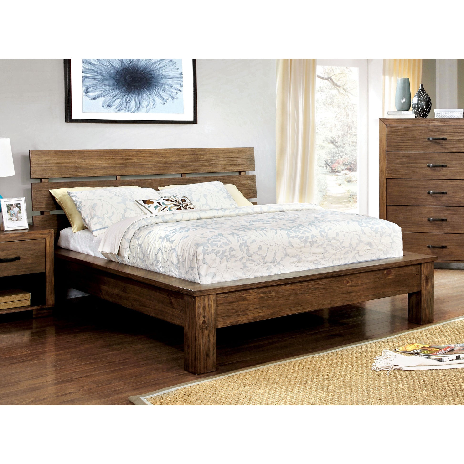 Walin Transitional California King Platform Bed in Reclaimed Pine Wood - living-essentials