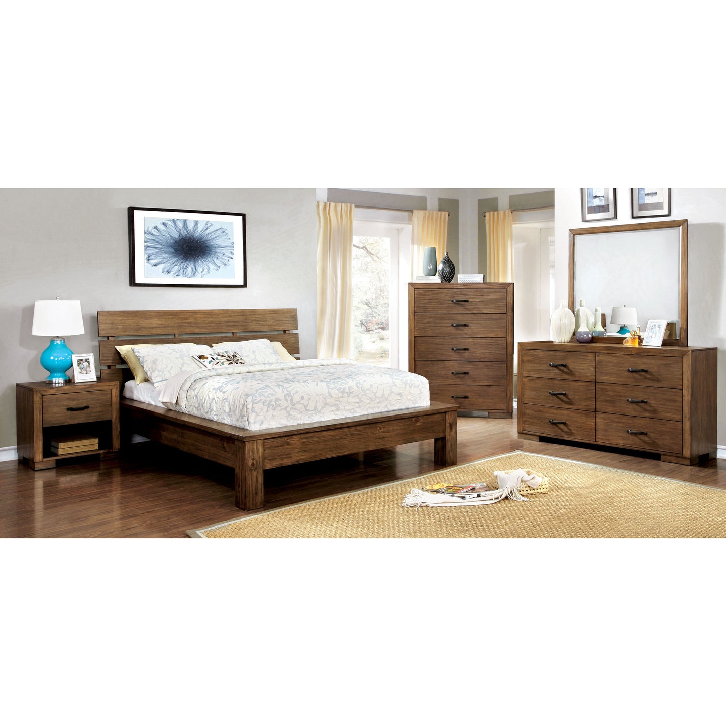 Walin Transitional California King Platform Bed in Reclaimed Pine Wood - living-essentials