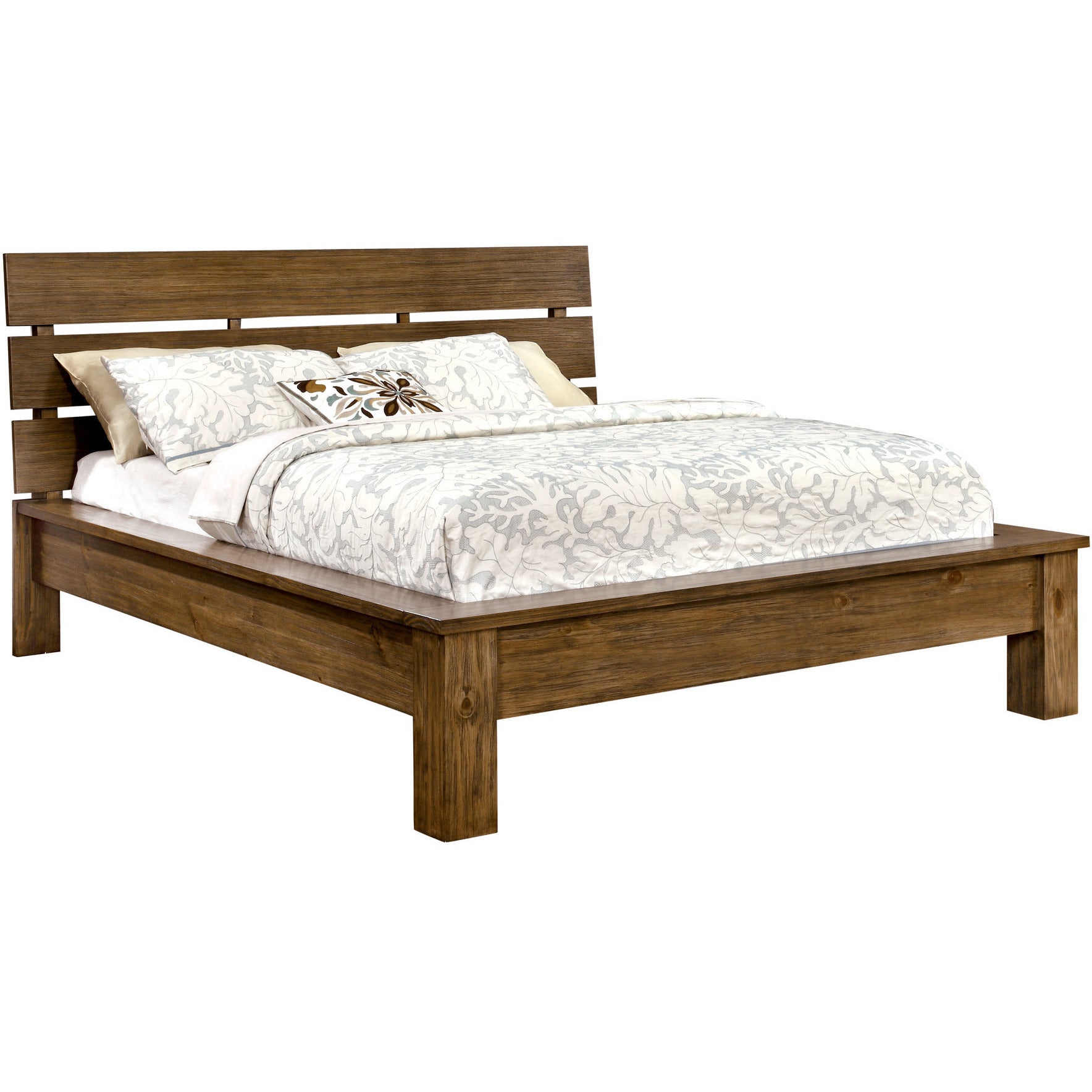 Walin Transitional California King Platform Bed in Reclaimed Pine Wood - living-essentials