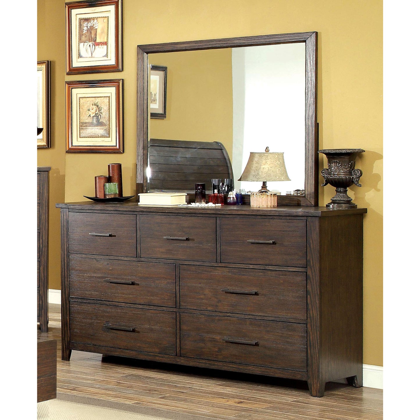 Kellen Transitional Dresser and Mirror Set in Espresso - living-essentials