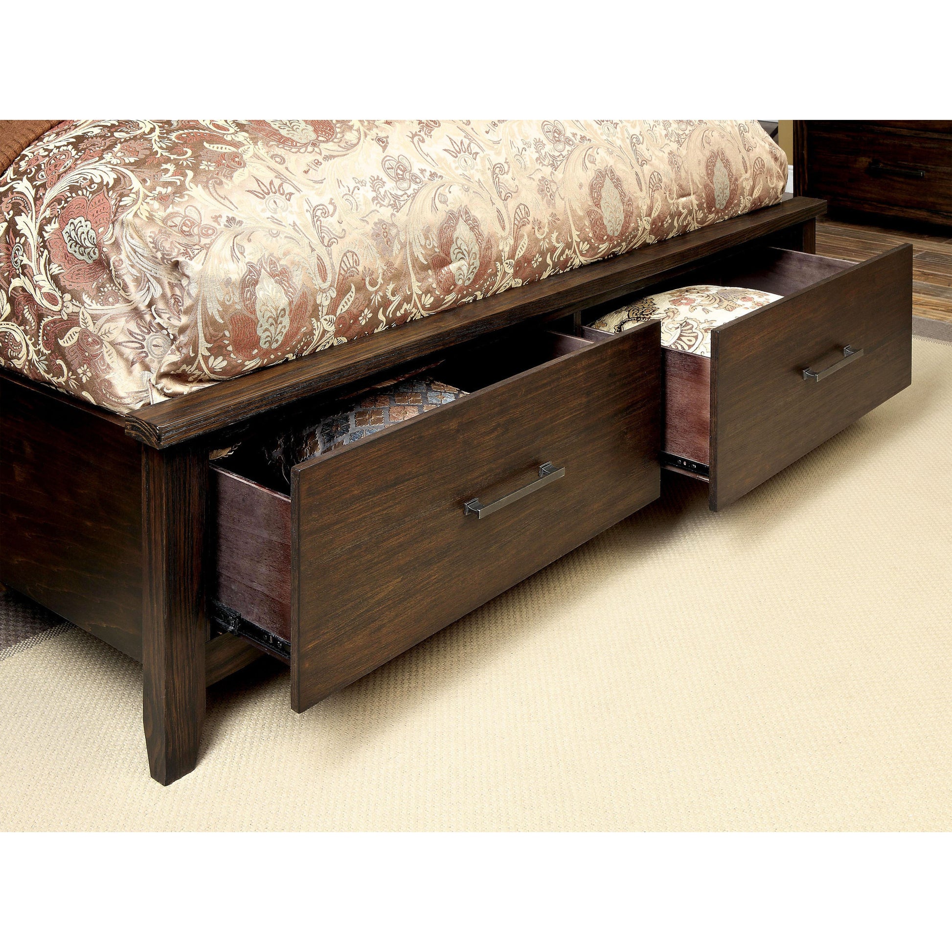 Kellen Transitional California King Storage Platform Bed in Espresso - living-essentials