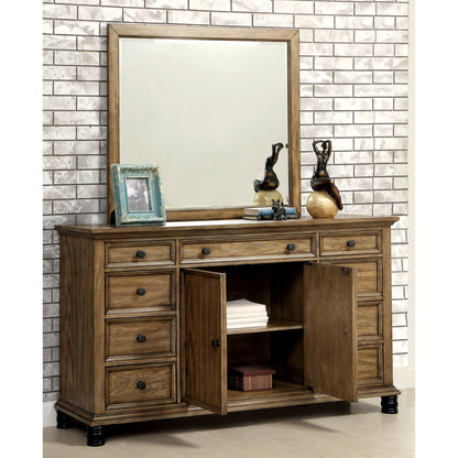 Yeller Industrial Dresser and Mirror Set in Dark Oak - living-essentials