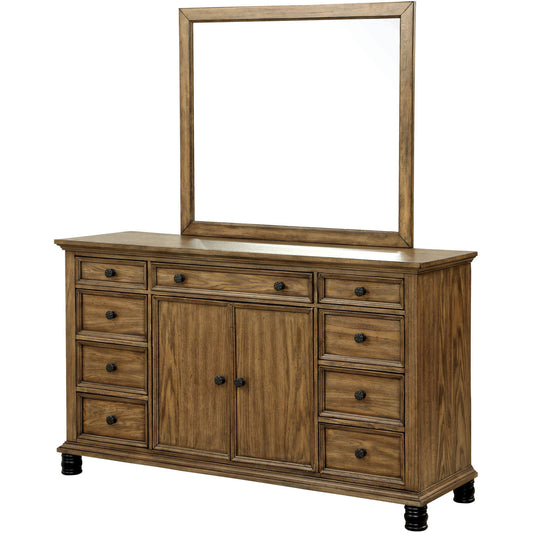 Yeller Industrial Dresser and Mirror Set in Dark Oak - living-essentials