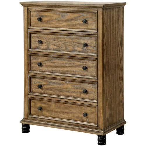 Yeller Industrial 5-Drawer Chest in Dark Oak - living-essentials